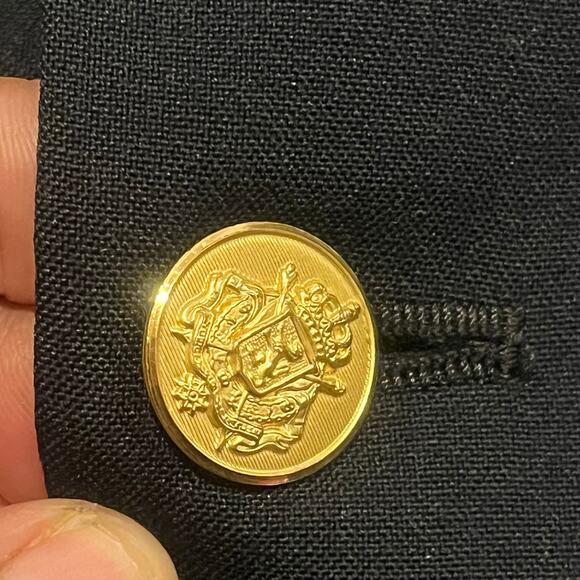 Oscar De La Renta 100% Wool Gold Button Blazer 38R Navy Blue Office Career Mens - Picture 7 of 9